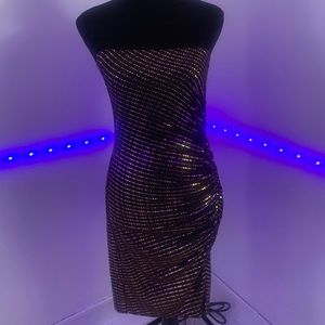 Copper strapless dress